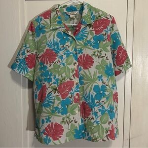 Allison Daley Shirt Size 14 Floral Tropical Button Down Top Travel Vacation